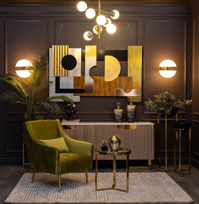 Стол журнальный прозр.стекло/золото d.50*55см (TT-00001345)