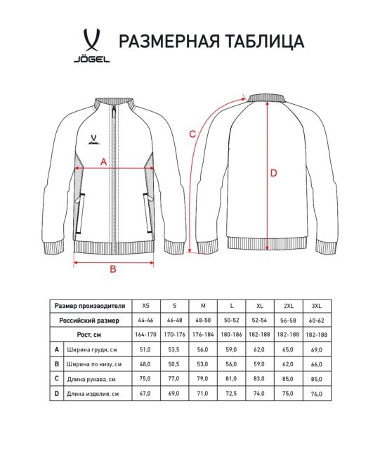 Джемпер тренировочный на молнии JÖGEL PREMIER PerFormDRY Training FZ Jacket, красный (2122354)