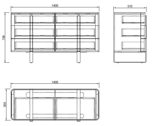 Комод светлый с металл. каркасом 140*50*85см (TT-00012678)