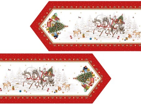 Дорожка "с новым годом"45х215см ,красный, 100% хлопок,твил пропитка Lefard (850-763-31)