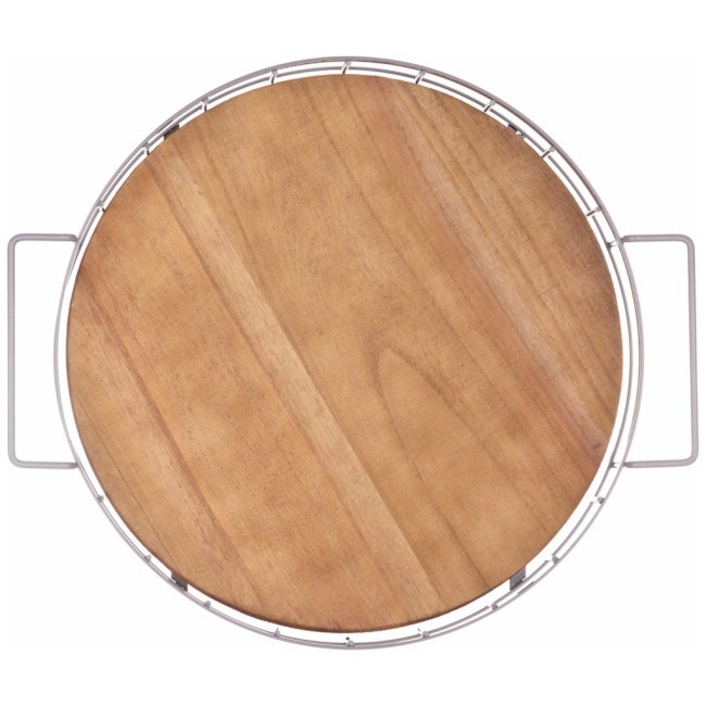 Поднос из дерева с металлическими ручками  40*35*7см цвет бежевый Agness (917-133)