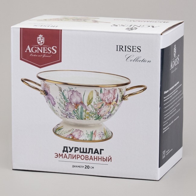 Дуршлаг agness эмалированный серия фландрия, 20см Agness (950-596)