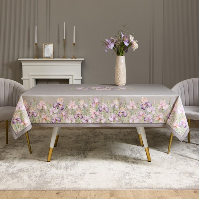 Скатерть "ирисы" 160х220см ,серый, 100% хлопок,твил пропитка Lefard (850-755-21)