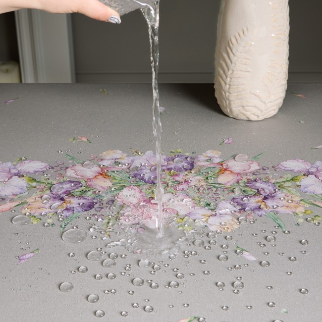 Скатерть "ирисы" 160х220см ,серый, 100% хлопок,твил пропитка Lefard (850-755-21)