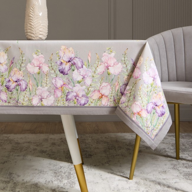 Скатерть "ирисы" 160х220см ,серый, 100% хлопок,твил пропитка Lefard (850-755-21)