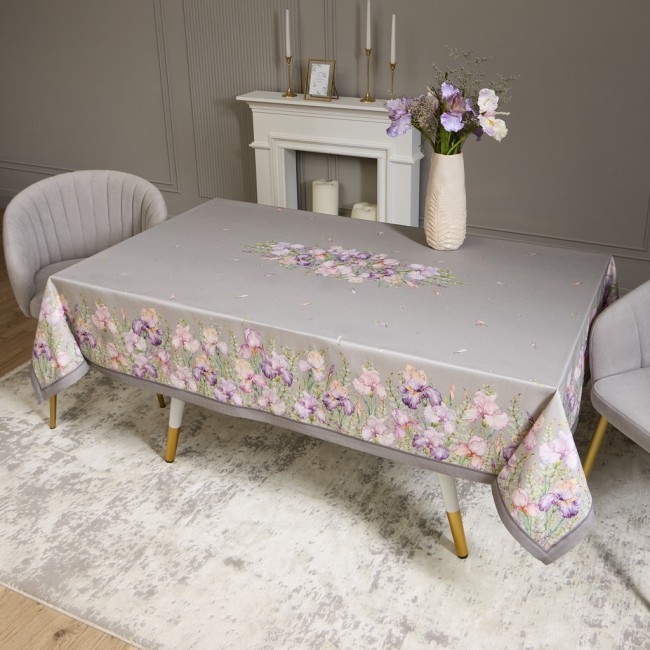 Скатерть "ирисы" 160х220см ,серый, 100% хлопок,твил пропитка Lefard (850-755-21)