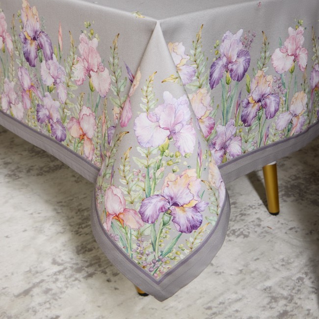 Скатерть "ирисы" 160х220см ,серый, 100% хлопок,твил пропитка Lefard (850-755-21)