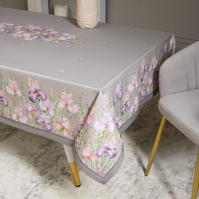 Скатерть "ирисы" 160х220см ,серый, 100% хлопок,твил пропитка Lefard (850-755-21)