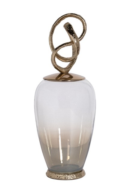 Ваза декор.с крышкой "Лиана" металл/стекло19*19*50см (TT-00010104)