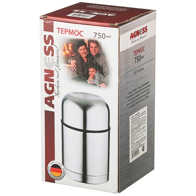 Термос agness с широким горлом 750 мл.колба нерж.сталь Agness (910-034)