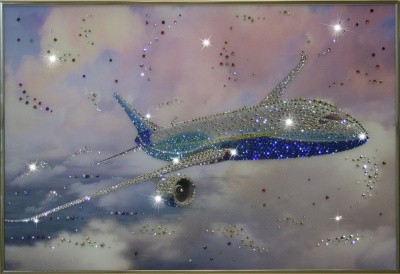 Картина Самолет с кристаллами Swarovski (1270)