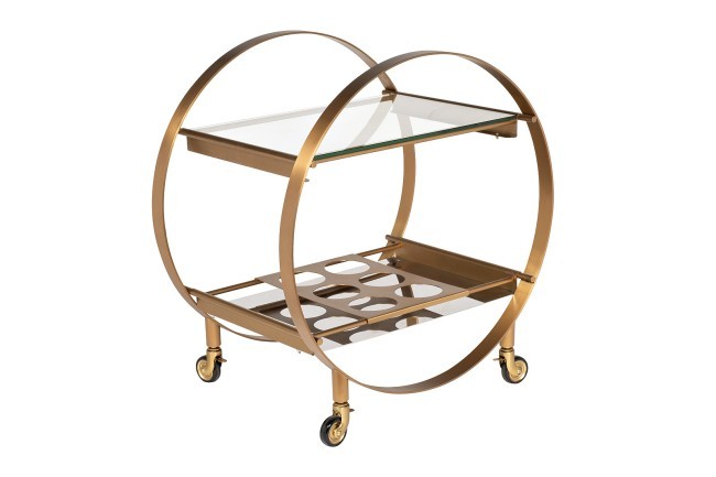 Стол-тележка сервировочн ст.прозр/латунь 70*48*76 (TT-00015509)