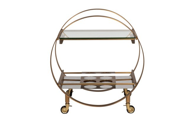 Стол-тележка сервировочн ст.прозр/латунь 70*48*76 (TT-00015509)