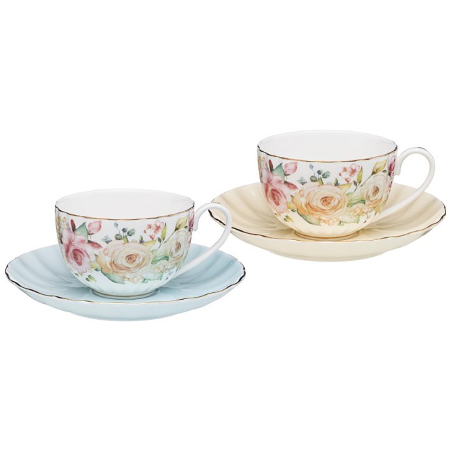 Чайный набор lefard  "времена года" 4 пр. на 2 пер. 280 мл голубой-желтый Lefard (760-692)