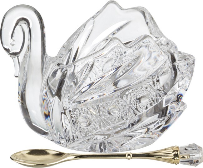 Икорница "лебедь muza crystal" 11*7 см. высота=8,5 см. с ложкой Lefard (195-112)