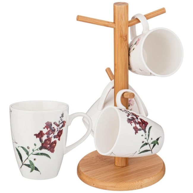 Набор из 4 кружек bronco "meadow" на деревянной подставке 300 мл Bronco (474-131) Набор из 4 кружек bronco "meadow" на деревянной подставке 300 мл Bronco (474-131)