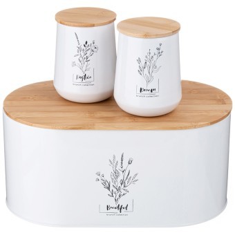 Набор agness "provence" 2в1 хлебница 34*19*15 см, банка для сыпучих 10*12,5 см 2 шт Agness (790-374)