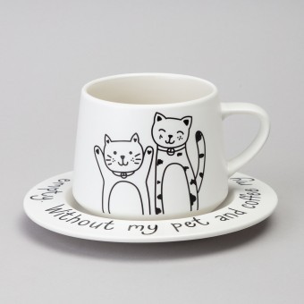 Чайный набор lefard на 1 персону "коты" цвет белый Lefard (756-474)