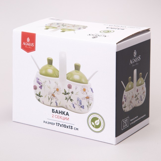 Сахарница с ложкой agness "flower story" 10*9,5 см 300 мл Agness (358-2186)
