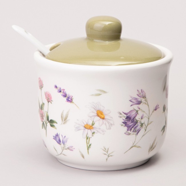Сахарница с ложкой agness "flower story" 10*9,5 см 300 мл Agness (358-2186)