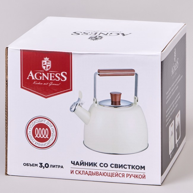 Чайник agness 3,0 л со свистком и складывающейся ручкой, индукционное капсульное дно Agness (937-913) Чайник agness 3,0 л со свистком и складывающейся ручкой, индукционное капсульное дно Agness (937-913)