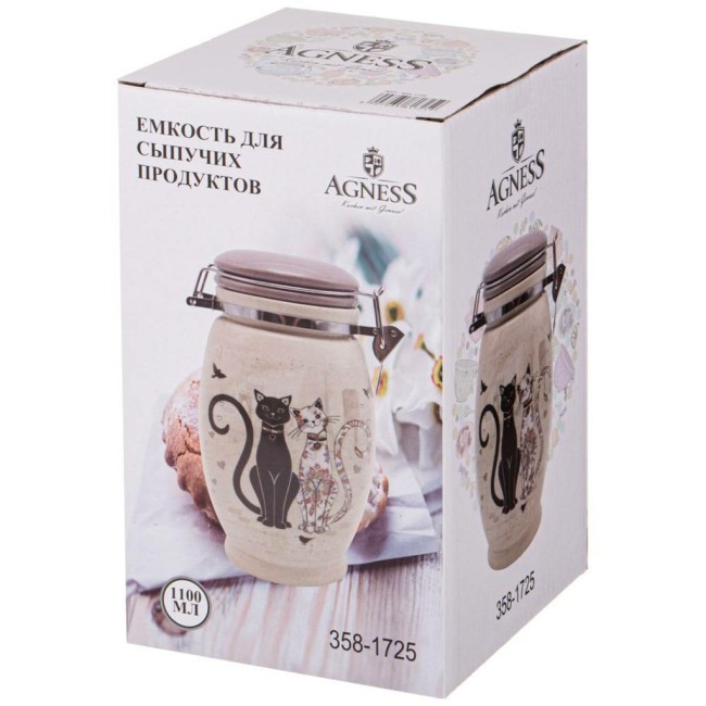 Банка agness "парижские коты" 11,5*20 см 1100 мл Agness (358-1725)