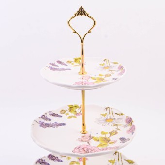 Конфетница 3х-ярусная Розовый сад доломит LR (60265)