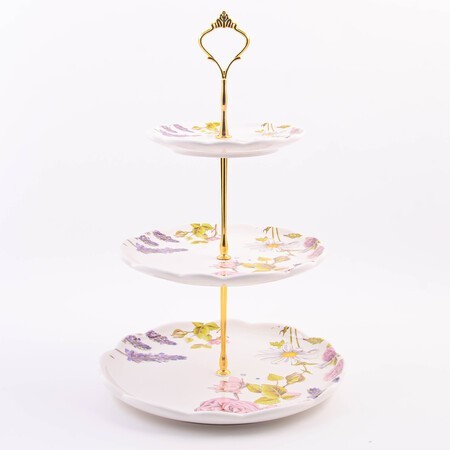 Конфетница 3х-ярусная Розовый сад доломит LR (60265) Конфетница 3х-ярусная Розовый сад доломит LR (60265)