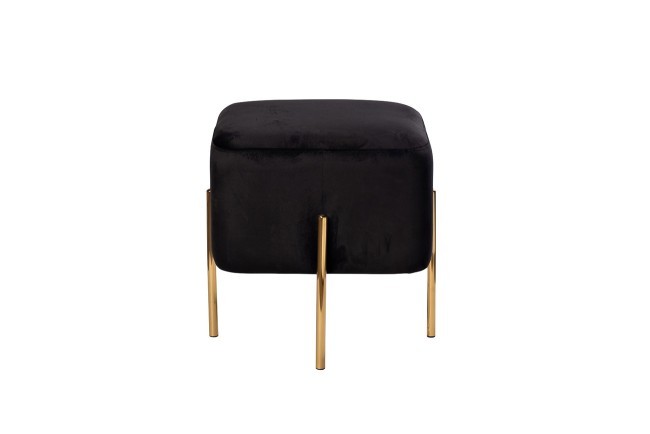 Банкетка велюр черный/золото 42*42*44см (TT-00007816)