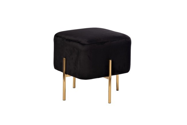 Банкетка велюр черный/золото 42*42*44см (TT-00007816)