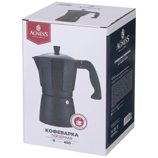 Кофеварка гейзерная "bonjour", 450 мл на 9 чашек Agness (944-012)