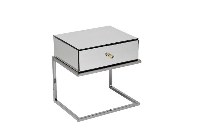 Тумба зерк. с ящиком каркас н/ж сталь хром 50*40*50см (TT-00008390)