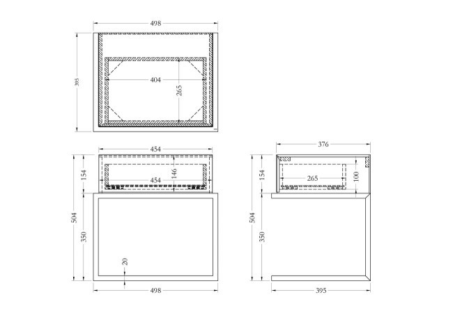 Тумба зерк. с ящиком каркас н/ж сталь хром 50*40*50см (TT-00008390)