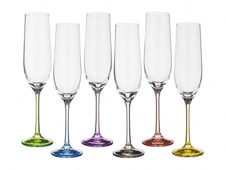 Набор бокалов для шампанского из 6 шт. "rainbow" 190 мл высота=24 см Bohemia Crystal (674-416)