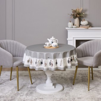 Скатерть круглая "family farm" 150 см ,100% хлопок,серый ,твил, пропитка Lefard (850-750-23) Скатерть круглая "family farm" 150 см ,100% хлопок,серый ,твил, пропитка Lefard (850-750-23)