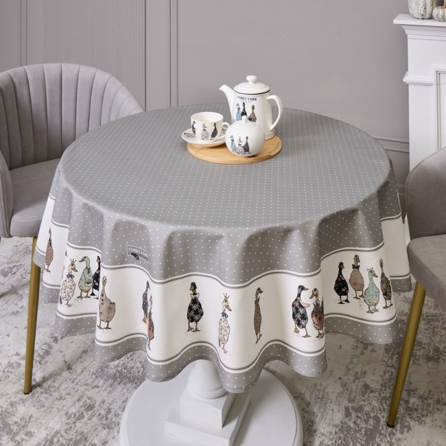 Скатерть круглая "family farm" 150 см ,100% хлопок,серый ,твил, пропитка Lefard (850-750-23) Скатерть круглая "family farm" 150 см ,100% хлопок,серый ,твил, пропитка Lefard (850-750-23)