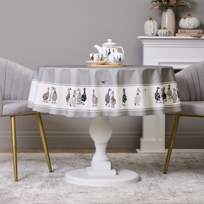 Скатерть круглая "family farm" 150 см ,100% хлопок,серый ,твил, пропитка Lefard (850-750-23) Скатерть круглая "family farm" 150 см ,100% хлопок,серый ,твил, пропитка Lefard (850-750-23)