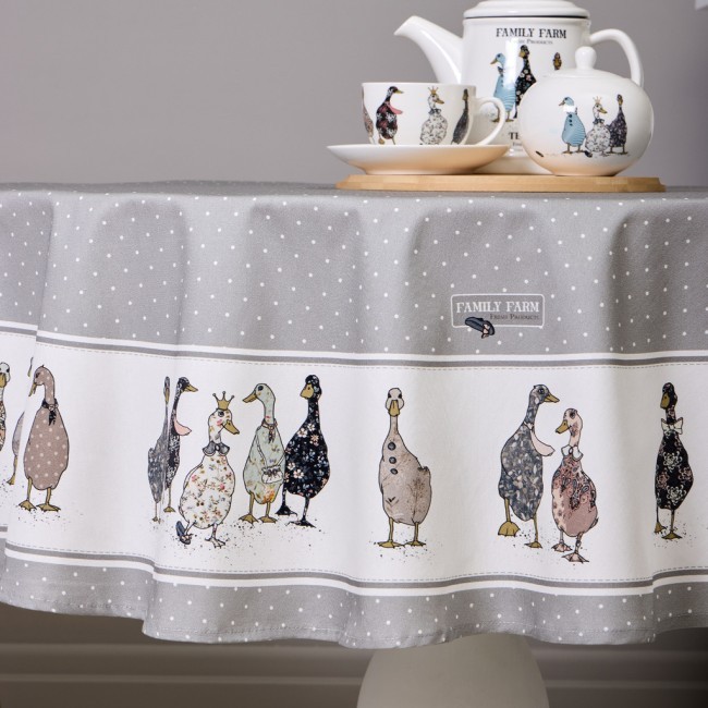 Скатерть круглая "family farm" 150 см ,100% хлопок,серый ,твил, пропитка Lefard (850-750-23) Скатерть круглая "family farm" 150 см ,100% хлопок,серый ,твил, пропитка Lefard (850-750-23)