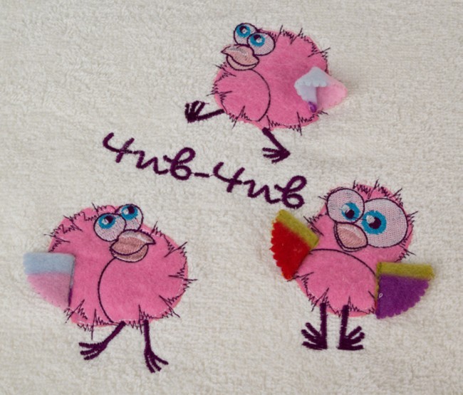 Полотенце  70*40см, "чик-чирик", 380 г/м.кв., х/б 100%, белый SANTALINO (703-512-4)