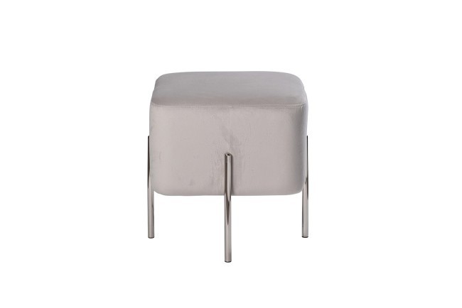 Банкетка велюр светло-серый/хром 42*42*44см (TT-00007817)
