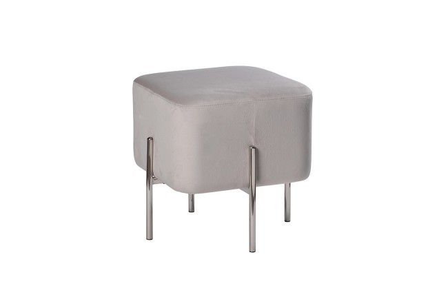Банкетка велюр светло-серый/хром 42*42*44см (TT-00007817)