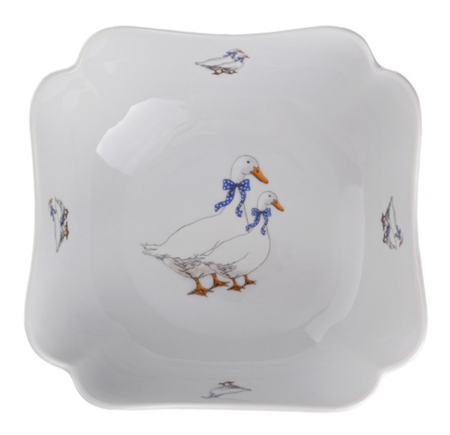 Салатник "гуси" 18,5*18,5 см. высота=8 см. DUBI (606-500)