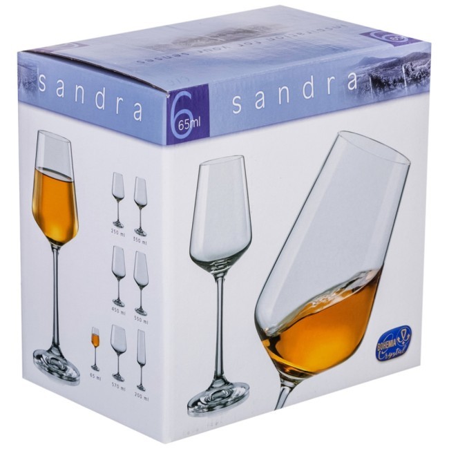 Набор рюмок из 6 шт. "sandra" 65 мл. высота=18 см. Bohemia Crystal (674-610)