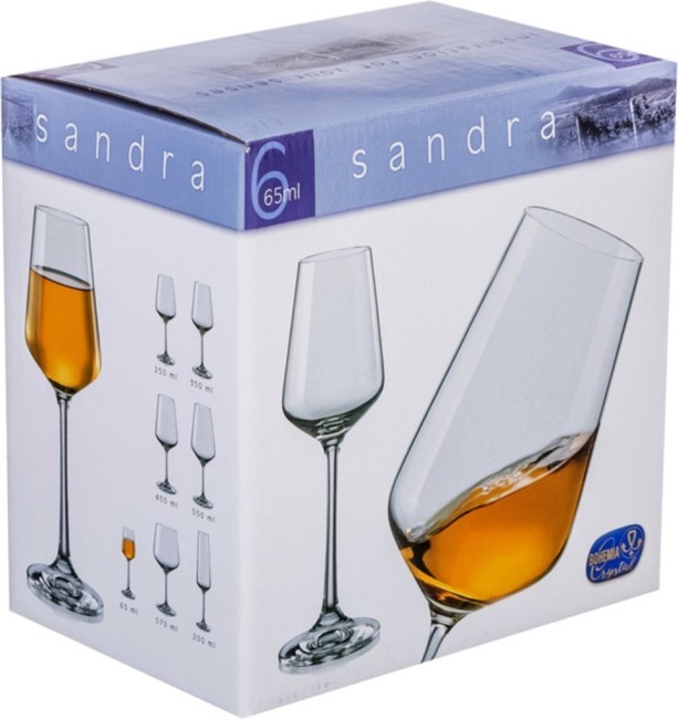 Набор рюмок из 6 шт. "sandra" 65 мл. высота=18 см. Bohemia Crystal (674-610)