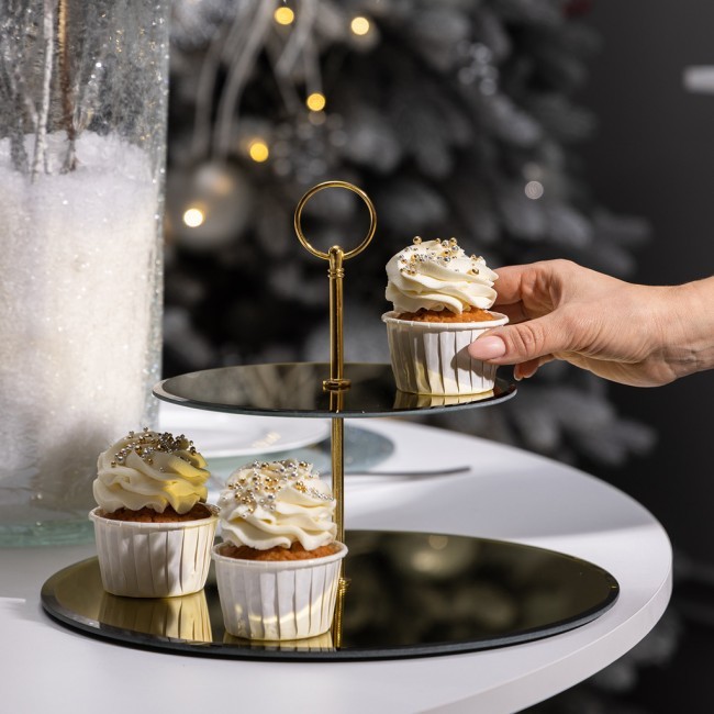 Блюдо сервировочное 2-х ярусное  "golden mirror" 19/30 см Agness (357-252)