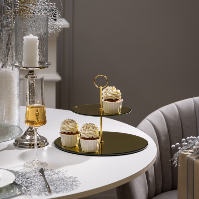 Блюдо сервировочное 2-х ярусное  "golden mirror" 19/30 см Agness (357-252)