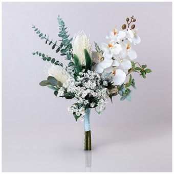 Цветочная композиция  "белый цветок 2 " ширина 35 см*высота 60 см- без упаковки Текстильный Мир (23-2416)