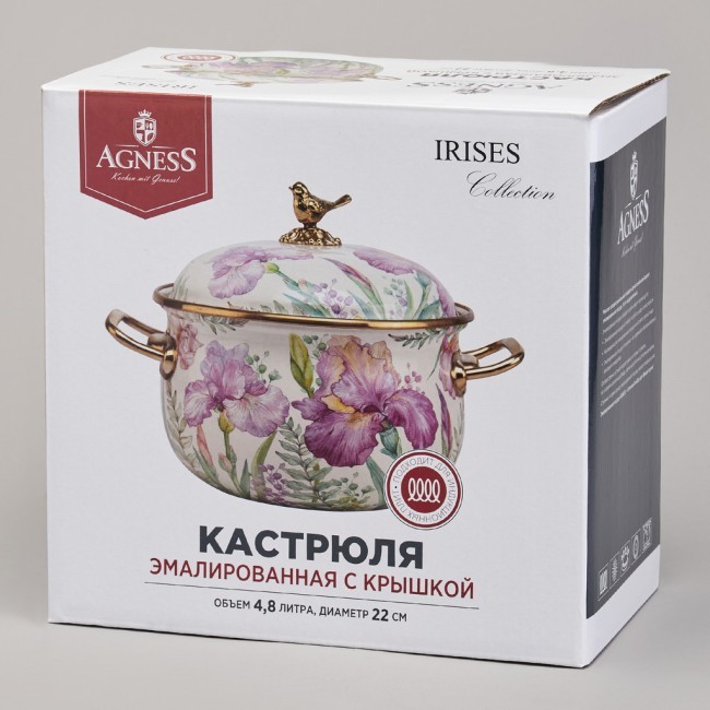 Кастрюля agness эмалированная с крышкой, серия фландрия, 4,8л, диа.22см Agness (950-594) Кастрюля agness эмалированная с крышкой, серия фландрия, 4,8л, диа.22см Agness (950-594)