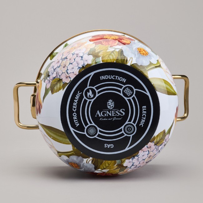 Кастрюля agness эмалированная с крышкой, серия фландрия, 4,8л, диа.22см Agness (950-594) Кастрюля agness эмалированная с крышкой, серия фландрия, 4,8л, диа.22см Agness (950-594)