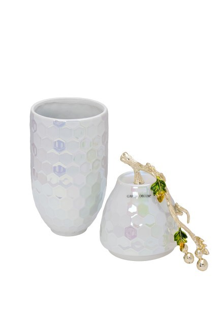 Ваза керамич. с крышкой перламутровая 16*12*30см (TT-00012016)